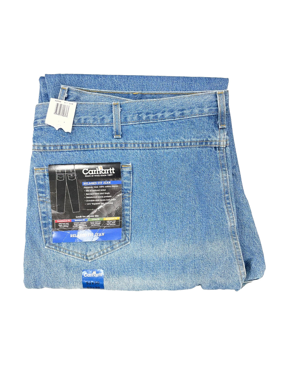 Vintage Carhartt B17 STW Stonewash Blue Denim Jeans Mens 52X30 Relaxed Fit 2005