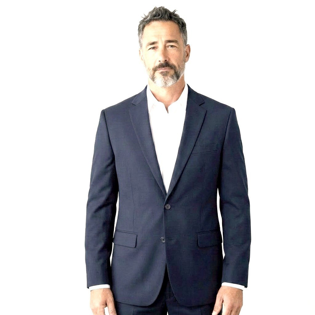 Joe Joseph Abboud Sport Coat Mens 40L Navy Blue Wool Two Button Blazer