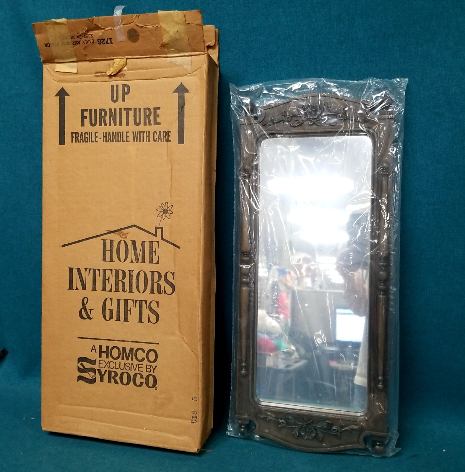 Open Box Attic Find Rare Sealed Homco By Syroco #6049 Wall Accent Mirror 22x9.5