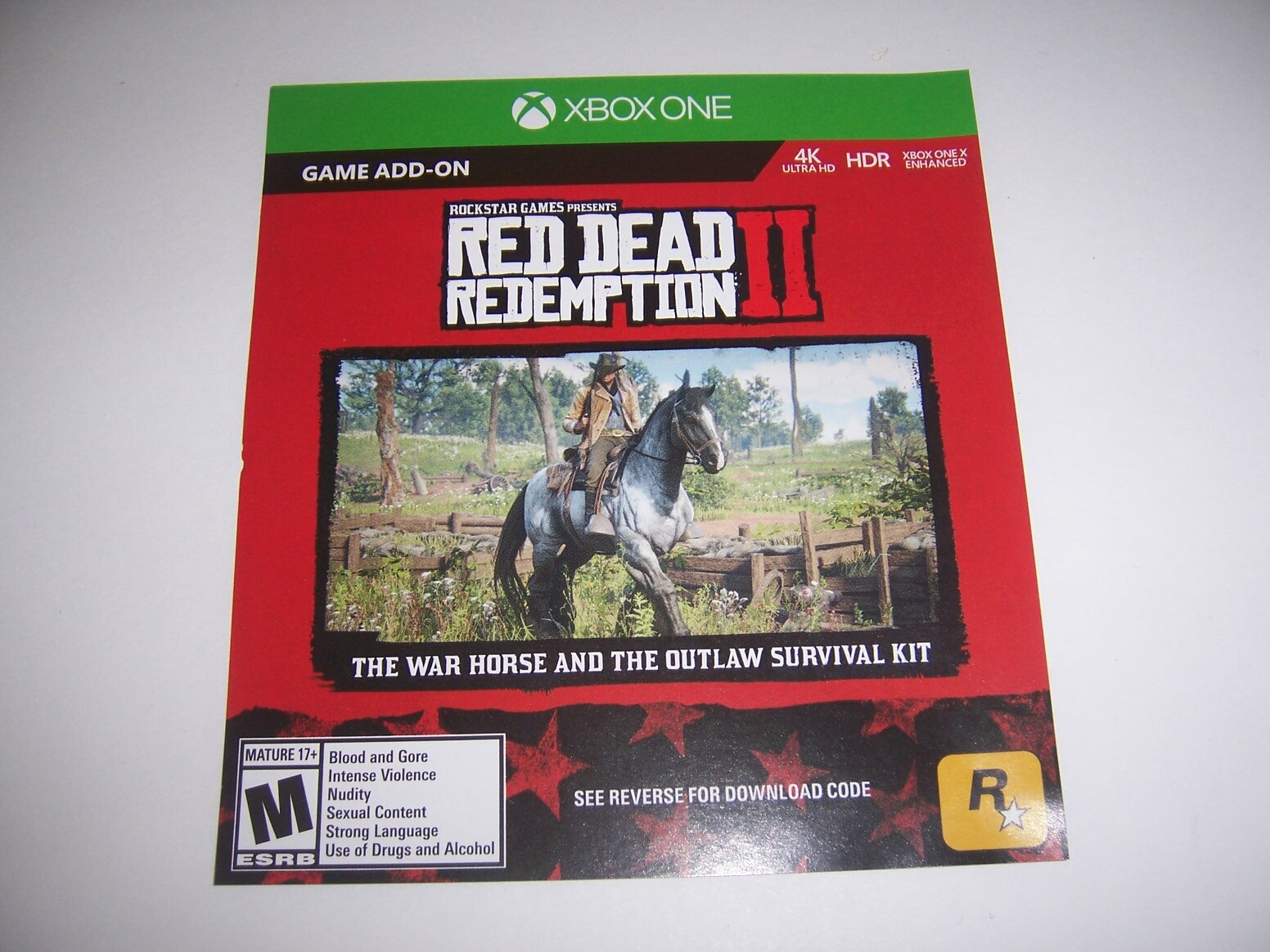 Red Dead Redemption II 2 DLC Xbox One XB1 War Horse & Outlaw Survival Kit Add On