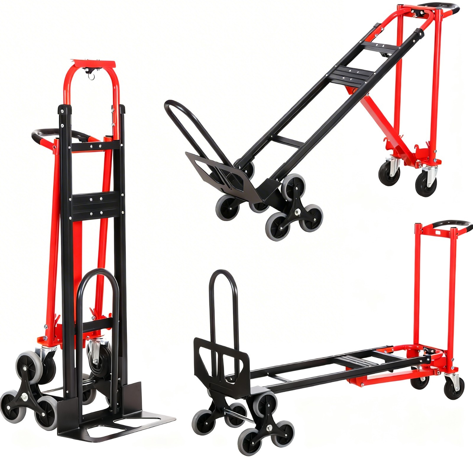 4-in-1 Hand Trucks Dolly Stair Climbing Cart Heavy Duty Convertible Utility Cart
