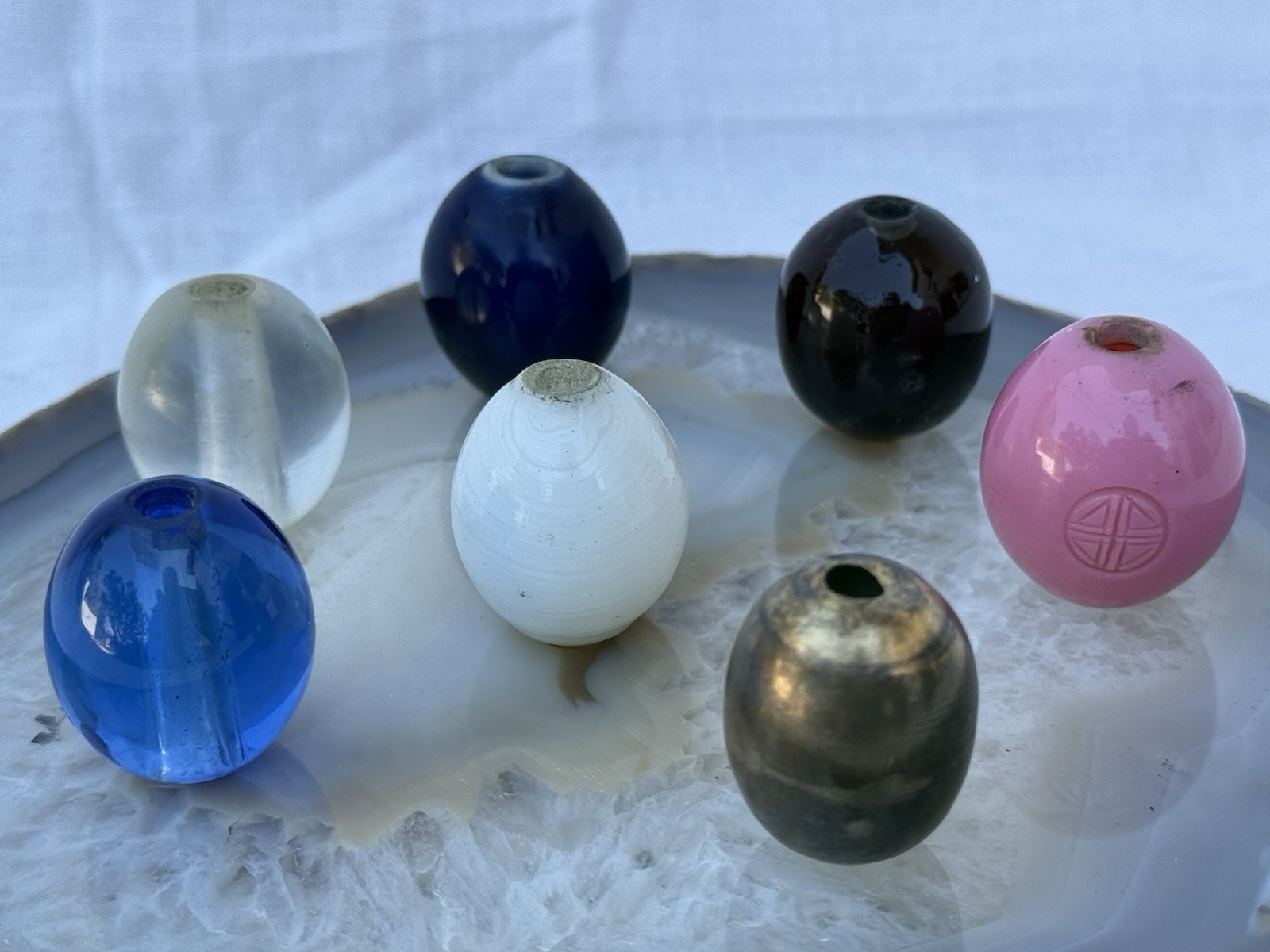Full Set 7 ranks hat finials Qing Chinese court officials,c.1790-1875 Glass Tops