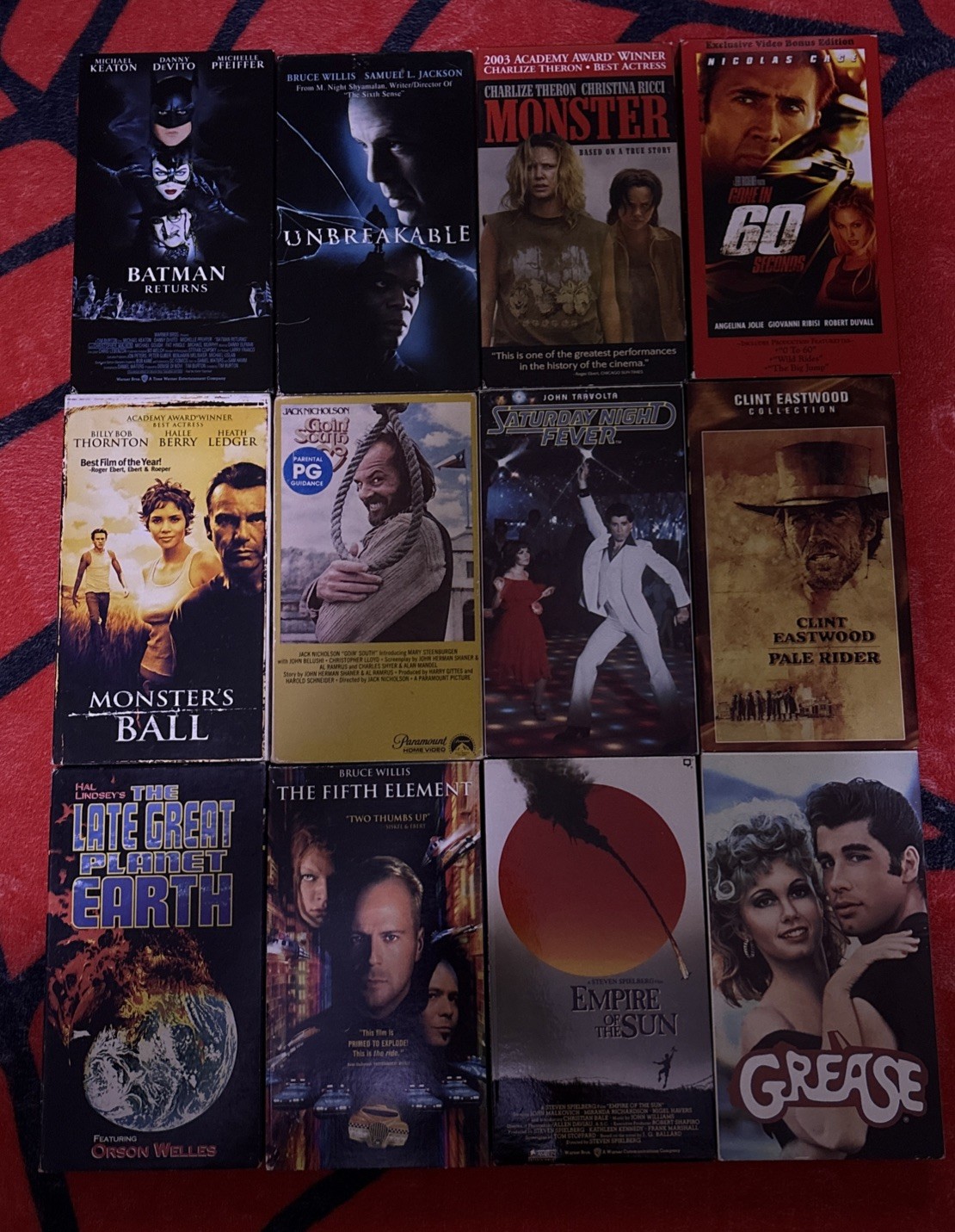 Vintage VHS Lot Bundle Of 12 Tapes Batman Grease Fifth Element Vintage VHS Lot Bundle Of 12 Tapes Batman Grease Fifth Element