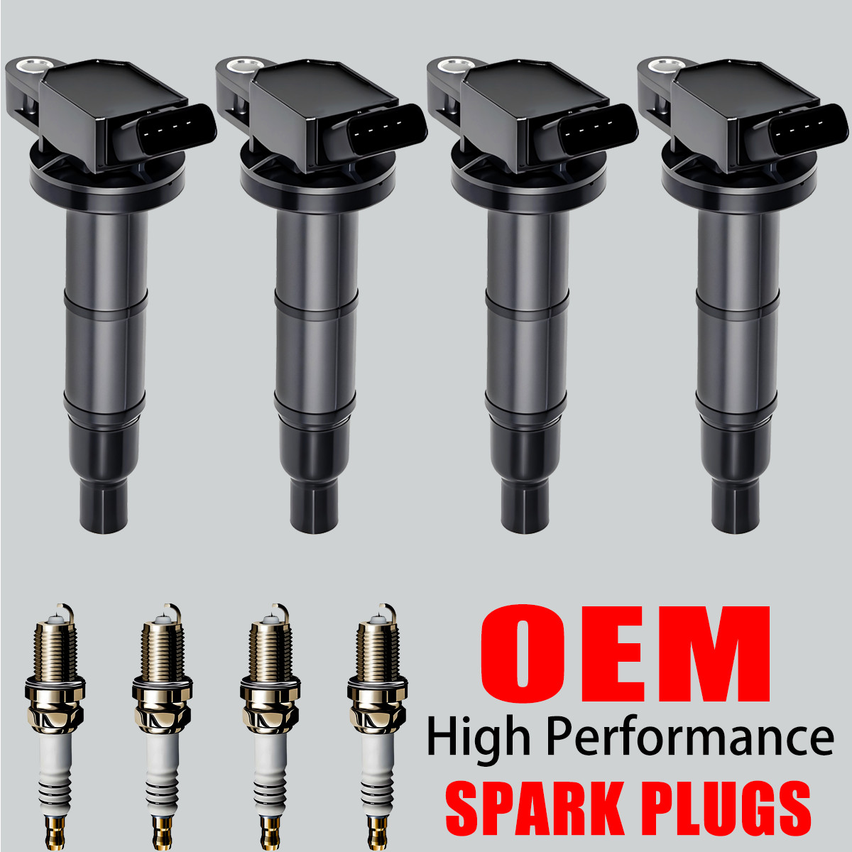 4X OEM Ignition Coil & 4X Iridium Spark Plug For 2002-11 Toyota Camry 2.4L UF333