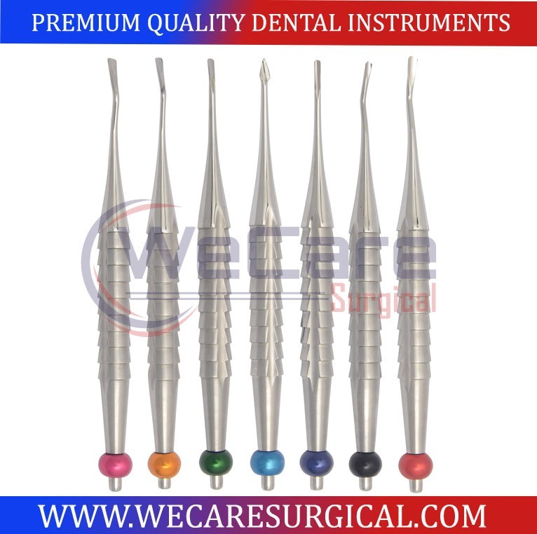 Dental PDL Luxating Root Elevators Set of 7 Precise Periotomes Tips Titanium Lab Dental PDL Luxating Root Elevators Set of 7 Precise Periotomes Tips Titanium Lab