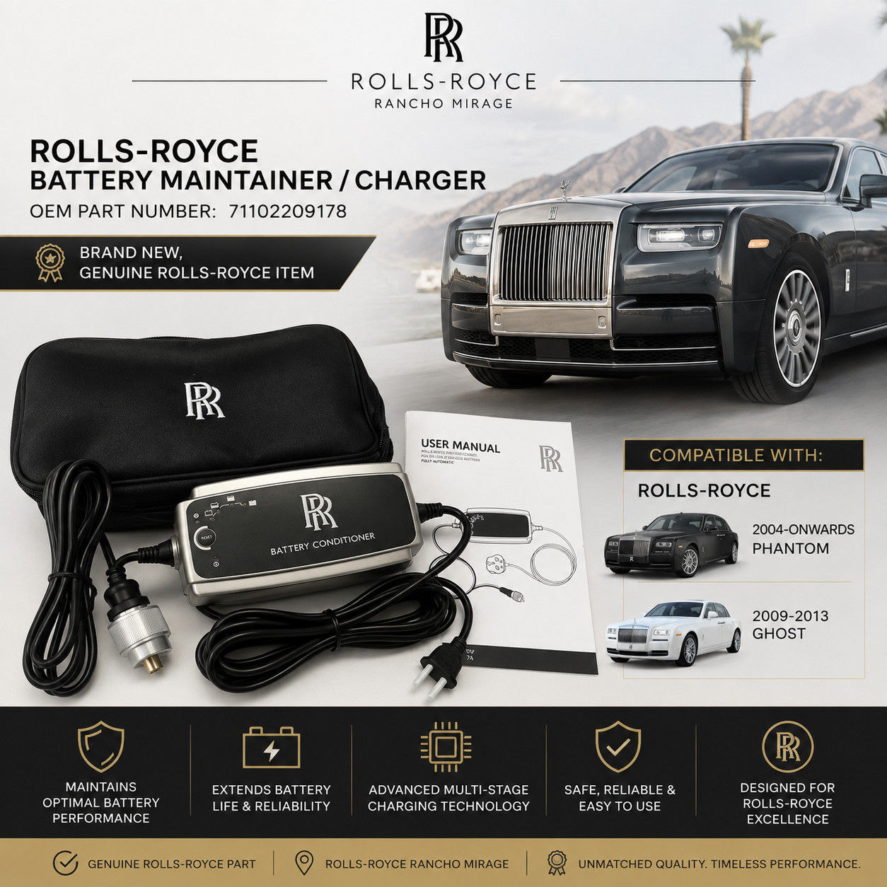 Genuine Rolls-Royce Battery Maintainer Charger Conditioner OEM 71102209178