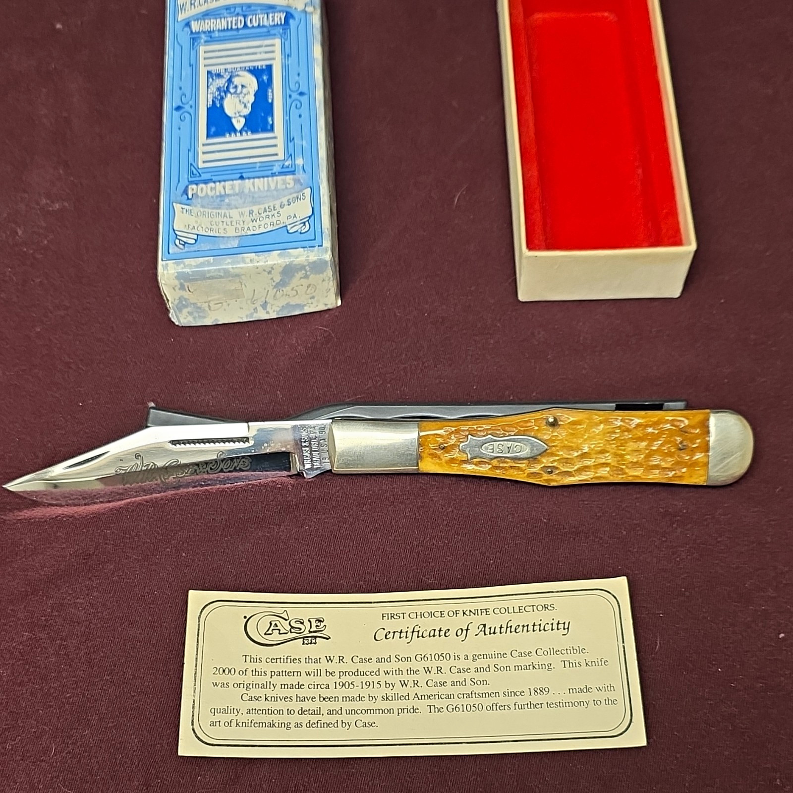 Case G61050 Pocketknife Brown Bone Handle Stainless Clip Point Slipjoint Box COA Case G61050 Pocketknife Brown Bone Handle Stainless Clip Point Slipjoint Box COA