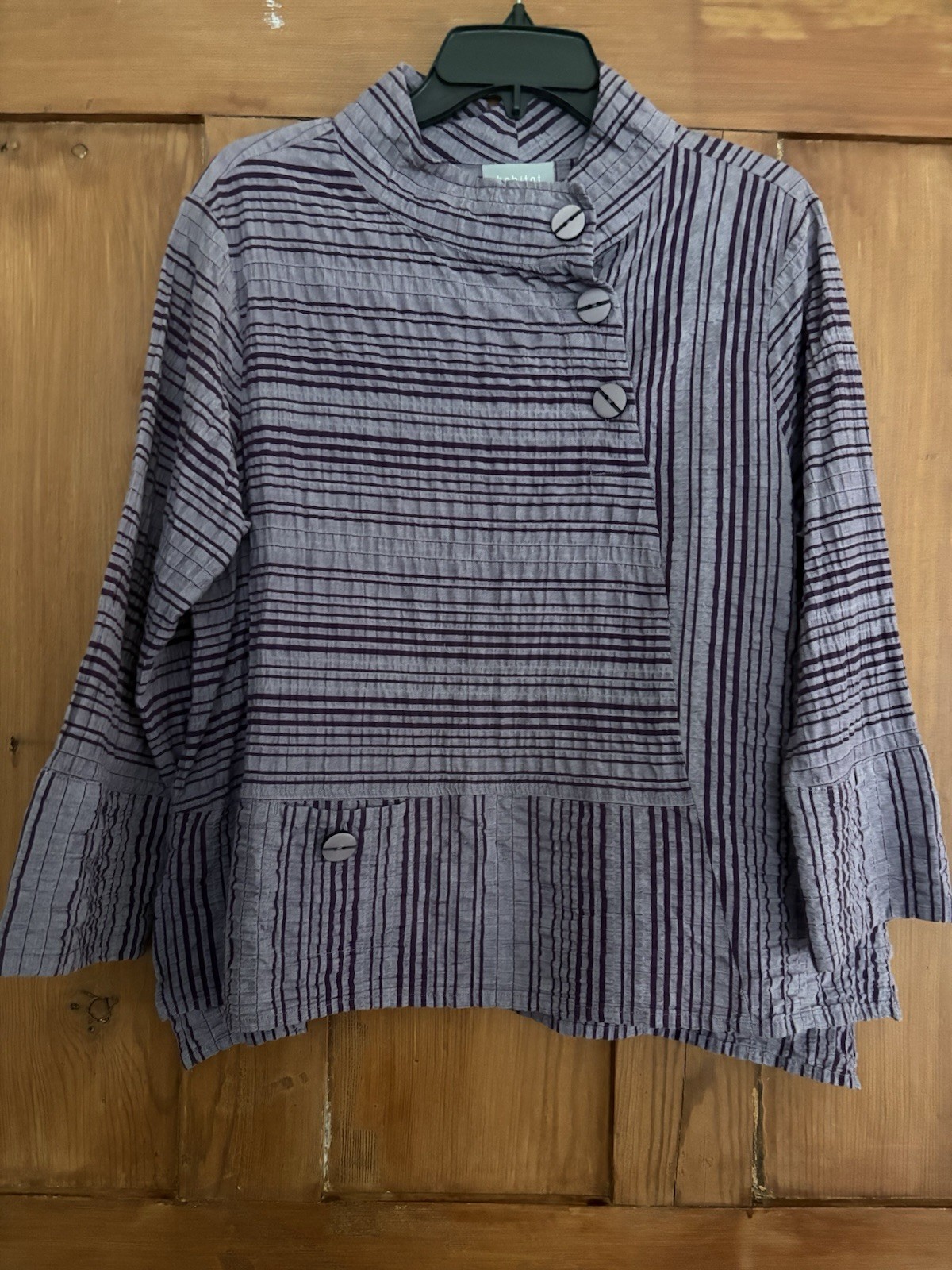 Women’s Habitat Purple Stripe Crinkle Tunic Top Size Medium M