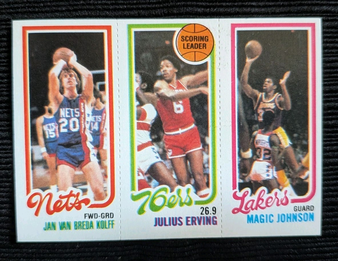 1980-81 Topps Magic Johnson Julius Erving Van Breda Kolff Rookie RC #139-174-162