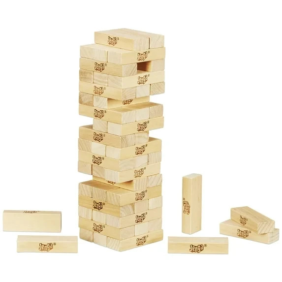 Classic Jenga Game with Genuine Hardwood Blocks for Kids Ages 6 and Up