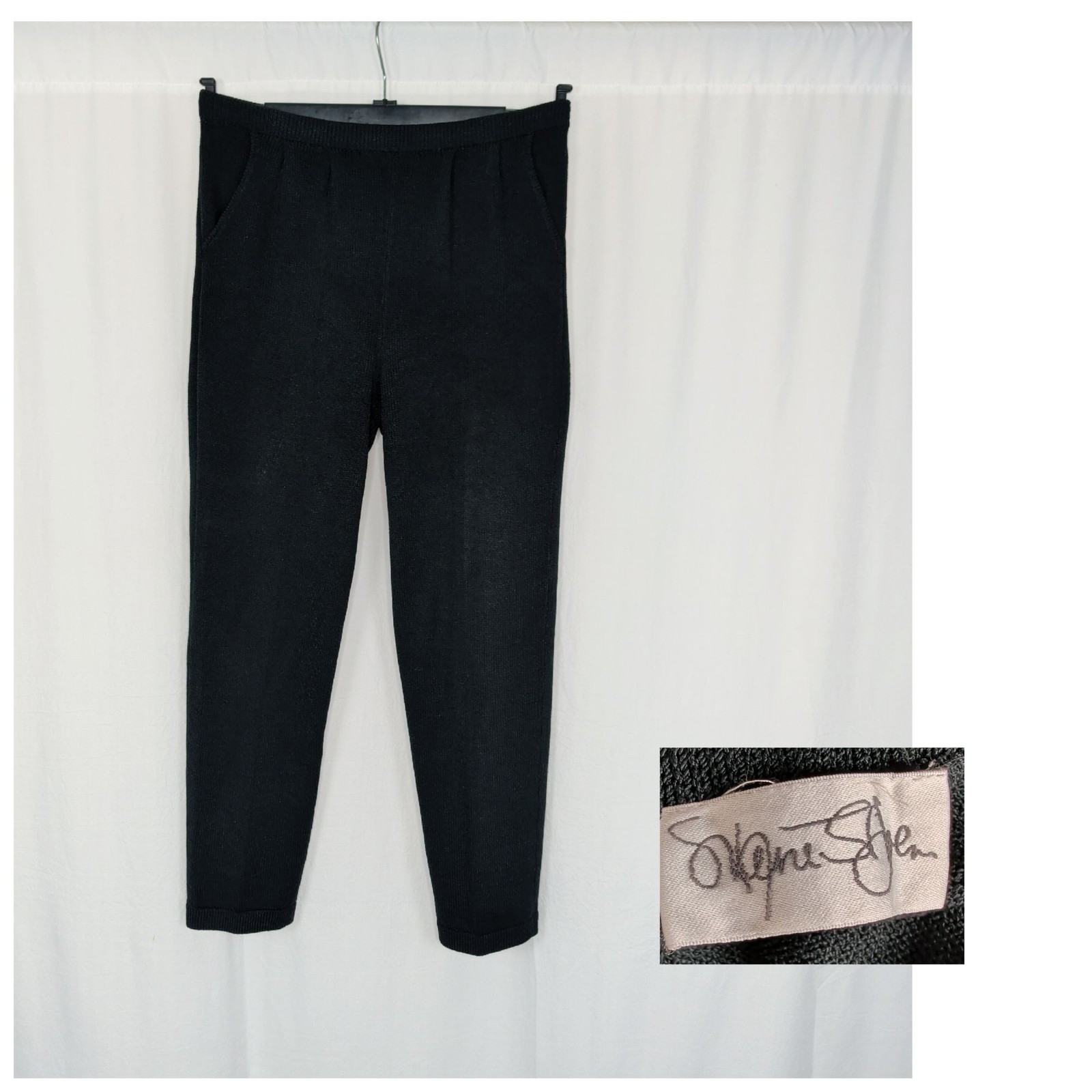 Vintage St John Black Santana Knit Pants Small Tapered
