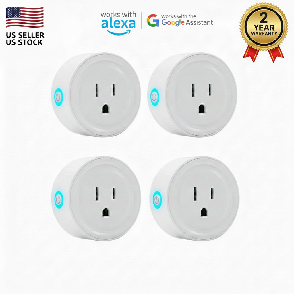 4 Pk SUN HOME Mini Smart Plug WiFi Outlet Works with Alexa Google Home 10A 2.4G 4 Pk SUN HOME Mini Smart Plug WiFi Outlet Works with Alexa Google Home 10A 2.4G