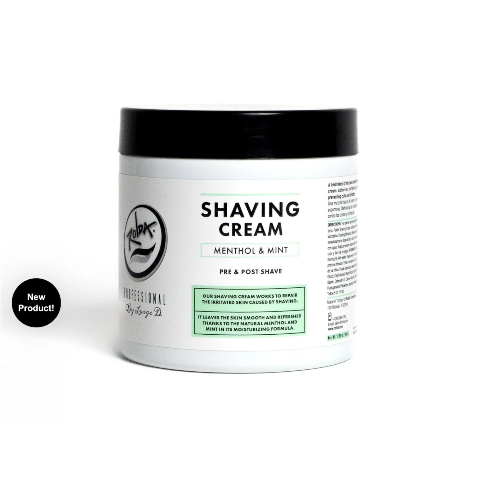 Rolda Menthol & Mint Shave Cream 17.6oz – Classic Barbershop Comfort Fast Ship |