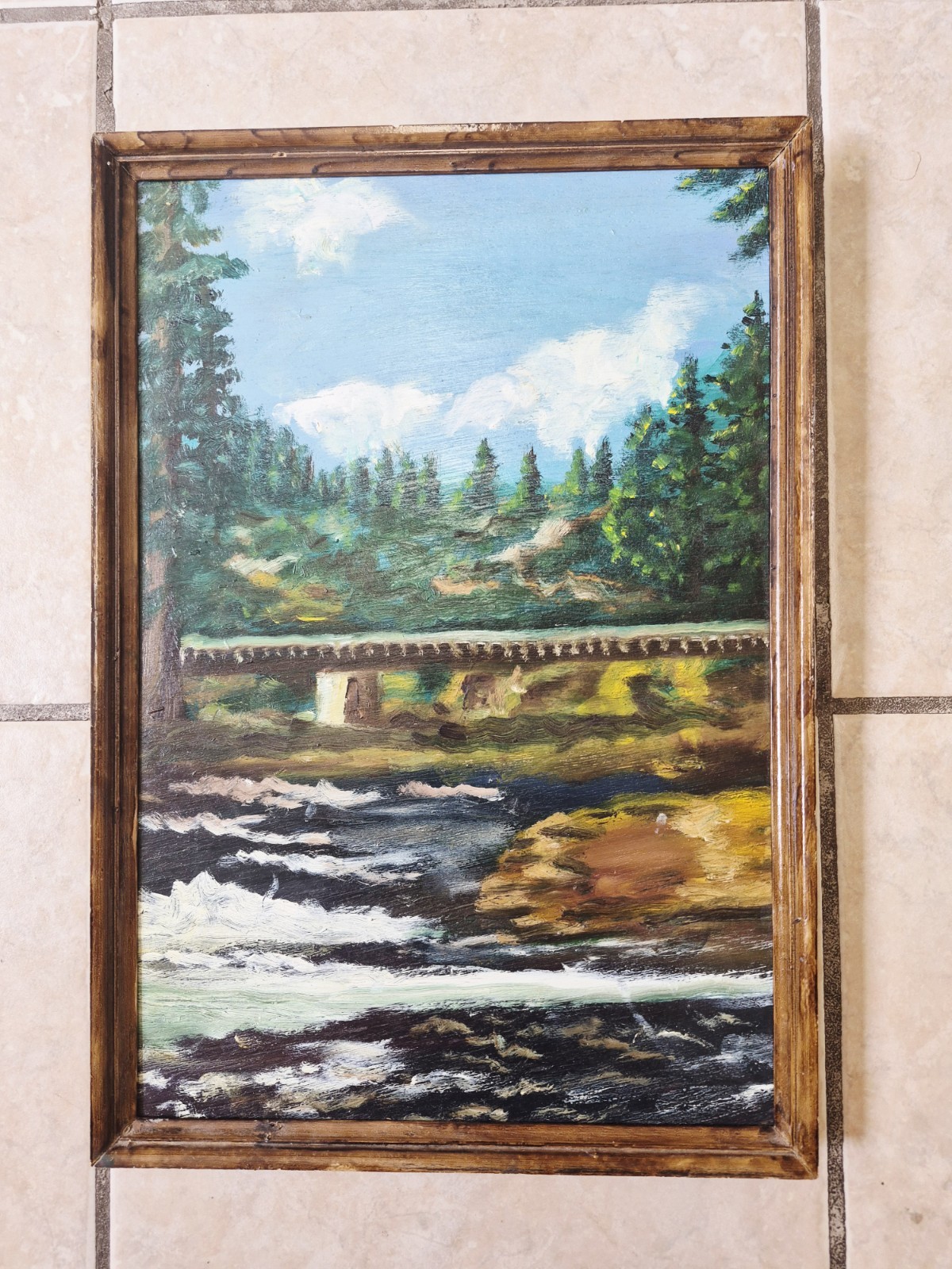 Antique Scenic Oil Painting on Board