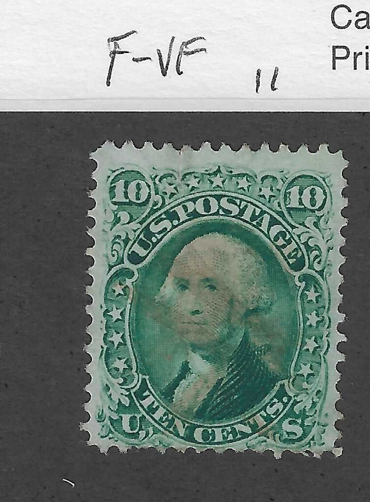 US Scott 68, 10 cents green, Washington, 1861-66, F-VF used