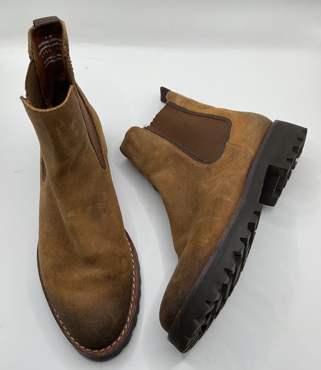 Thursday Everyday Legend Handmade Women\'s Chelsea Boots Brown Sz  8 Lug Sole