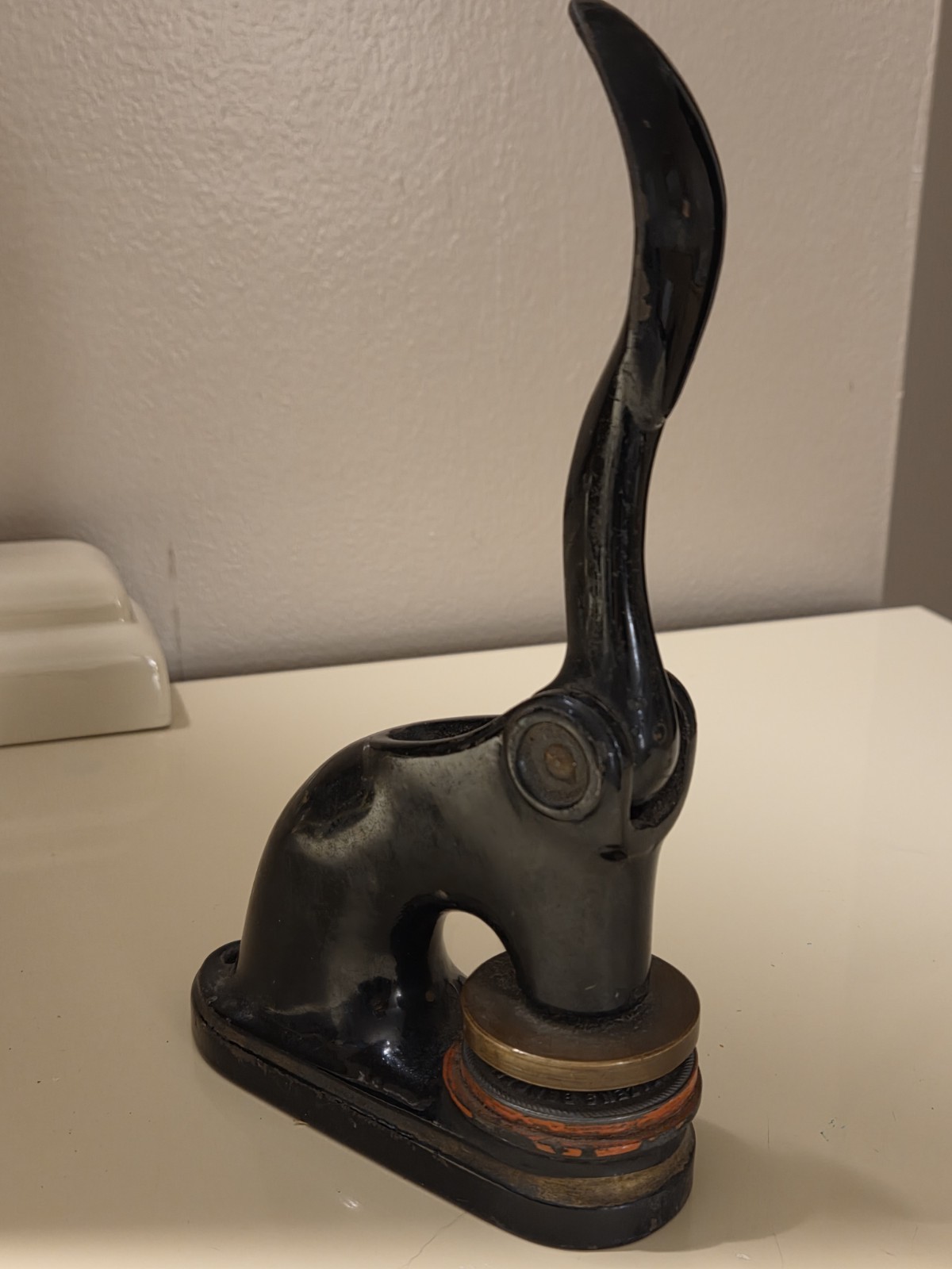 Antique Cast Iron Elephant Desk Seal Paper Press Victorian Office Decor