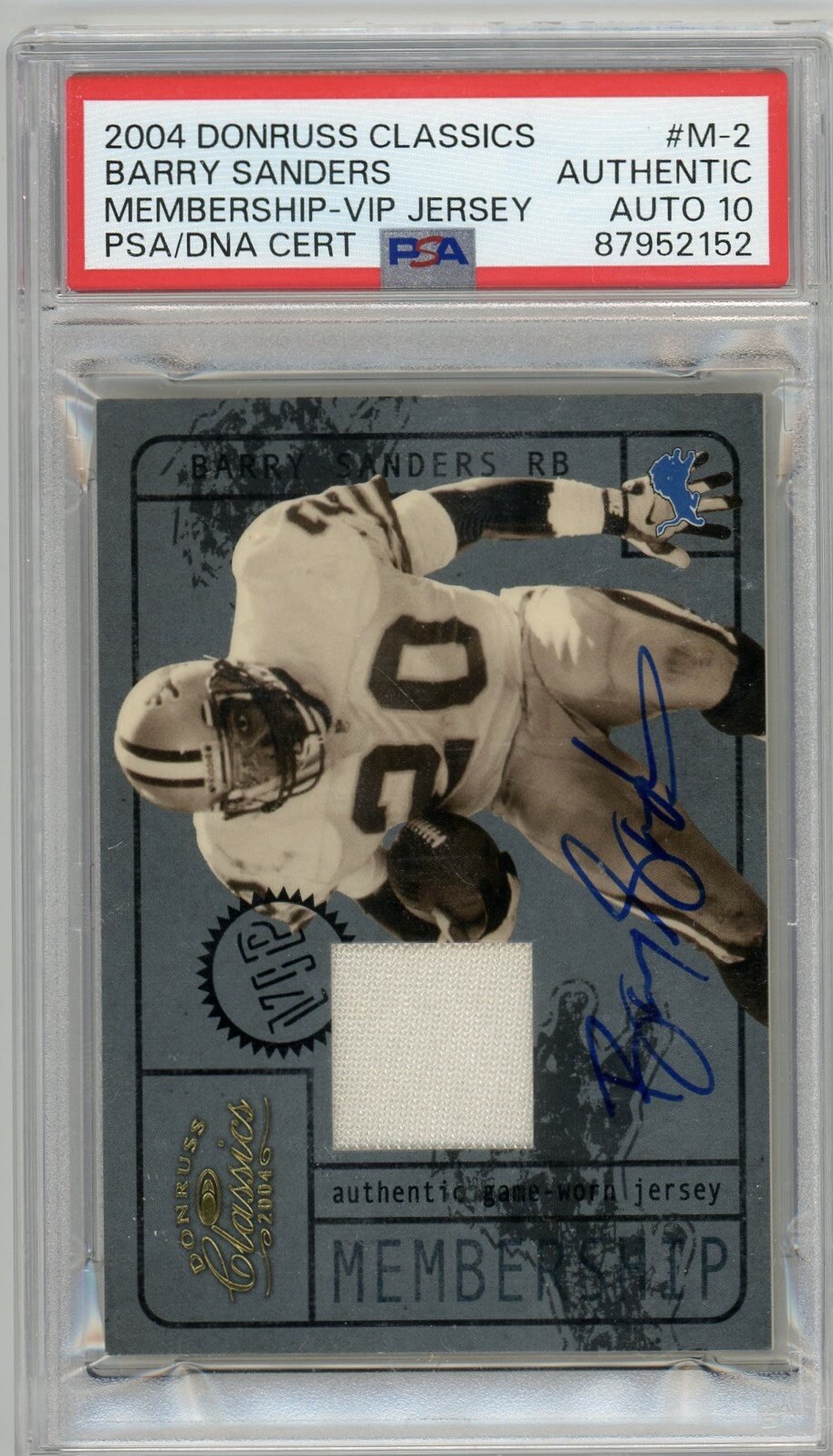 2004 Donruss Classics #M-2 Barry Sanders Signed Card #29/250 PSA 10 AUTO MINT 2004 Donruss Classics #M-2 Barry Sanders Signed Card #29/250 PSA 10 AUTO MINT