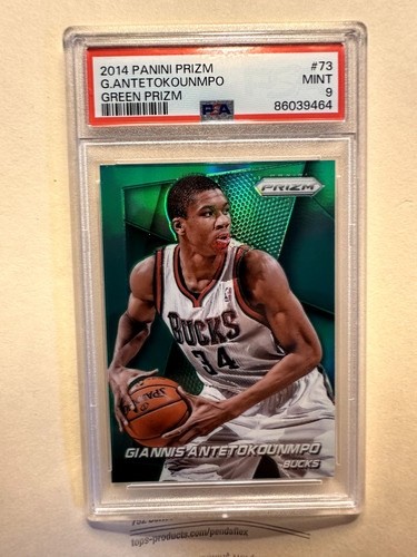 Giannis Antetokounmpo RARE GREEN PRIZM (2nd year) 2014-15 Panini Prizm #73 PSA 9