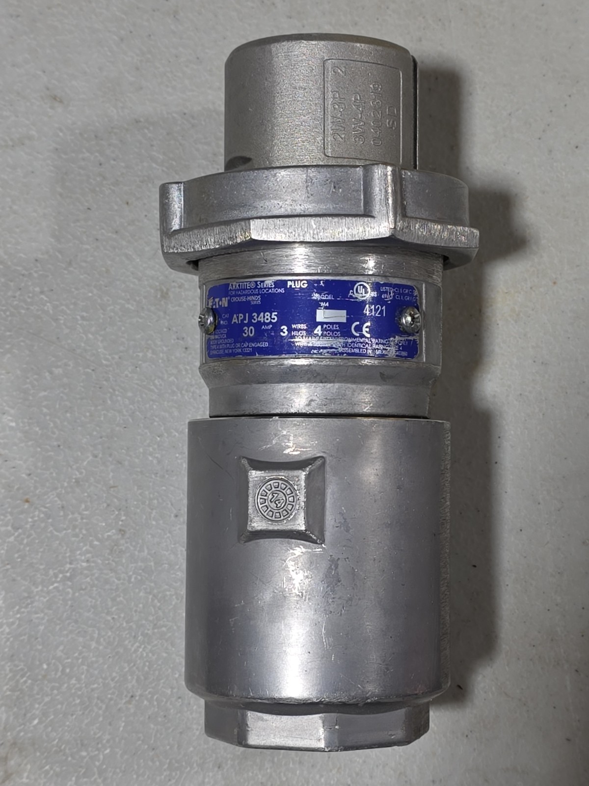 Crouse-Hinds APJ-3485 Arktite Grounded Plug Body, 30A, 4-Pole, 250VDC/600VAC