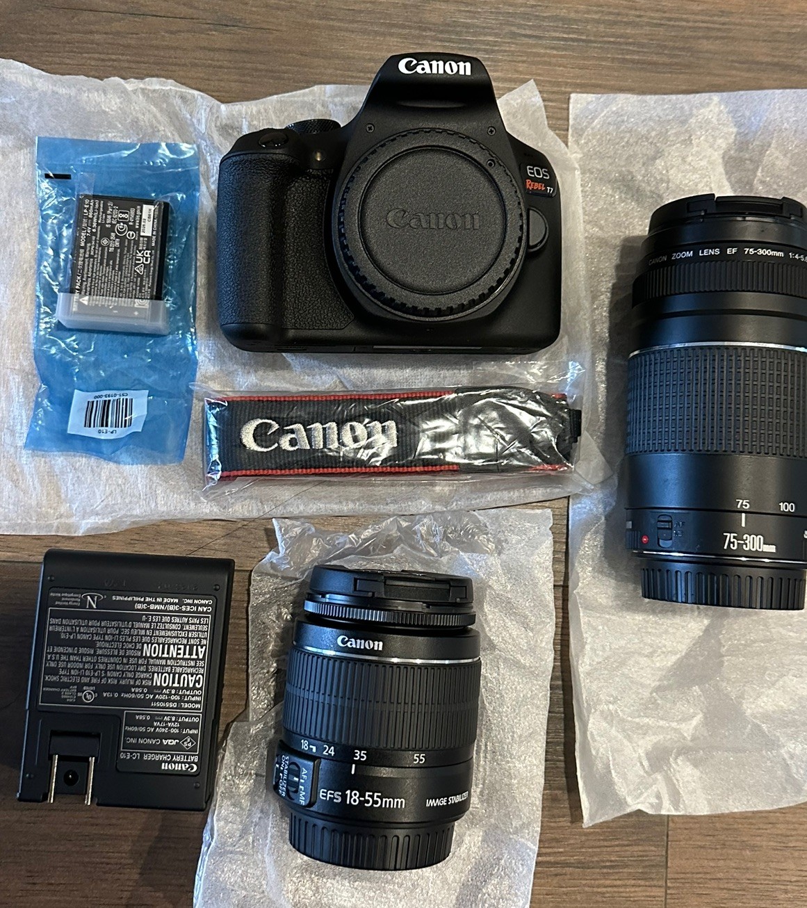 Canon EOS Rebel T7 24.1MP Digital Camera - Premium Kit 18-55mm & 75-300mm