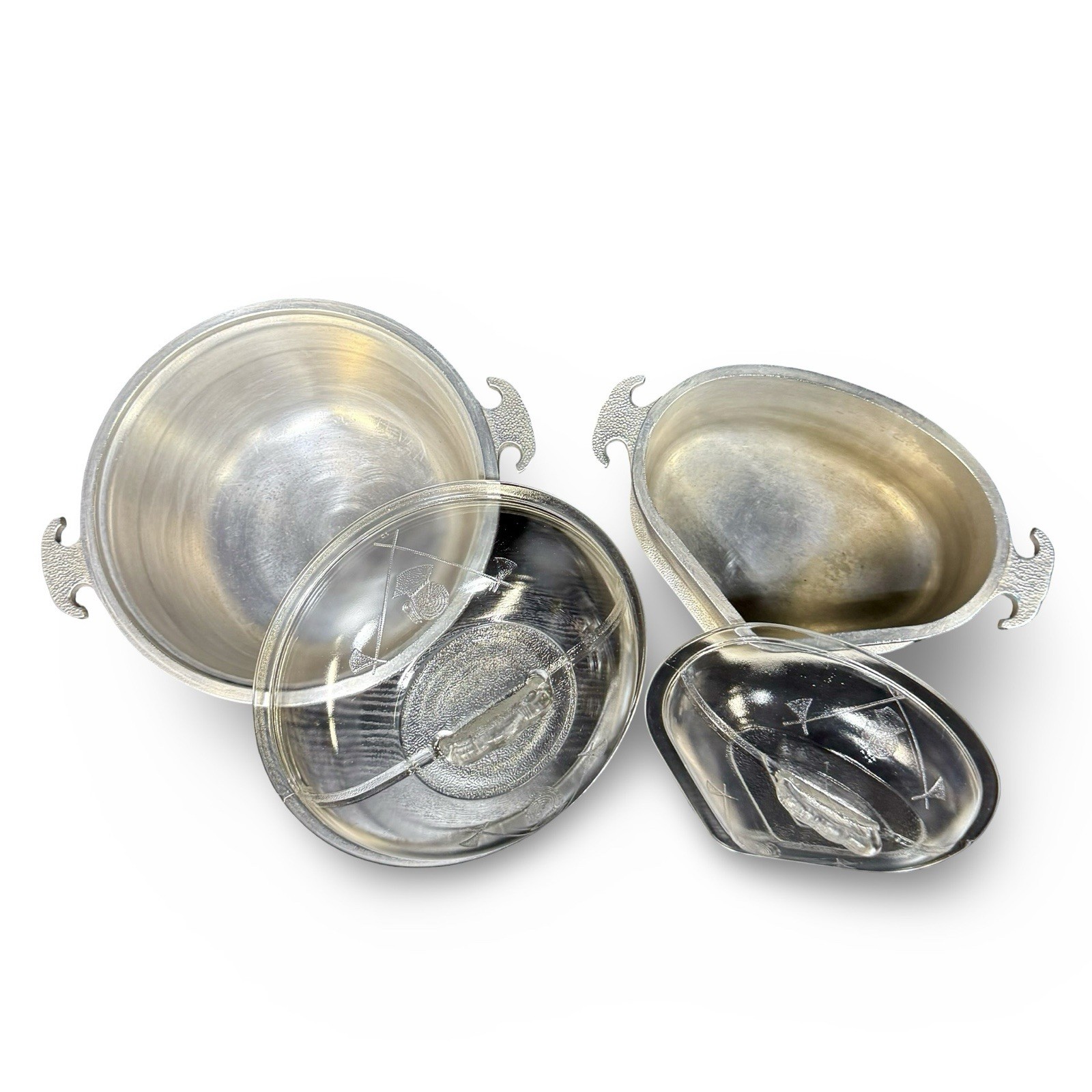 Vintage Guardian Service Century Metalcraft Covered Cookware Set Round Oval 4 PC