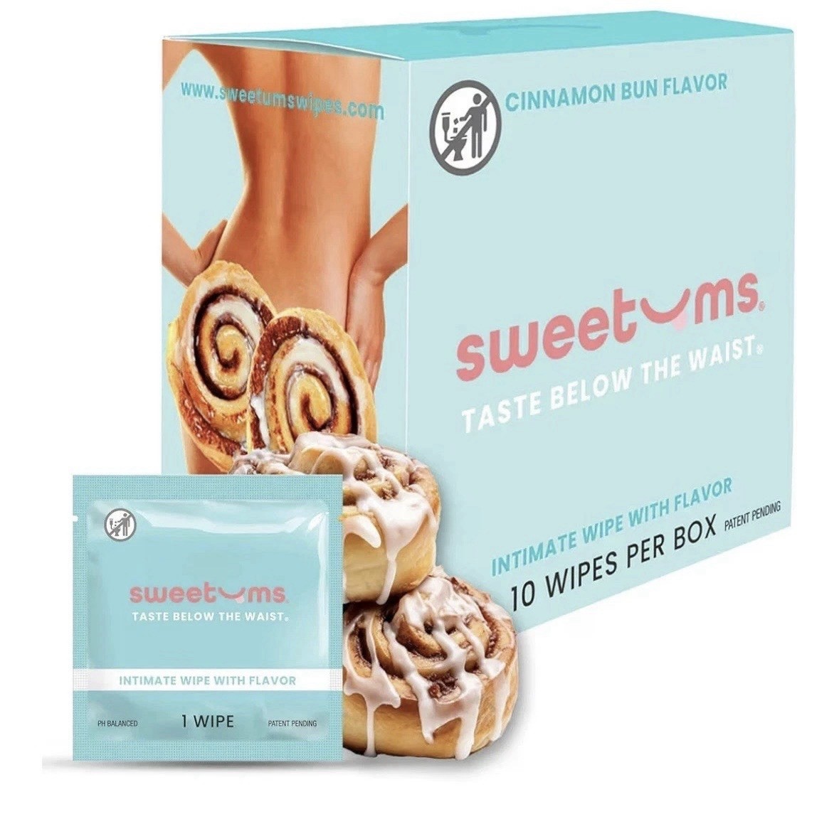 Sweetums Intimate Wipes Cinnamon Bun Flavor 10-Pack - New And sealed Ships Fast