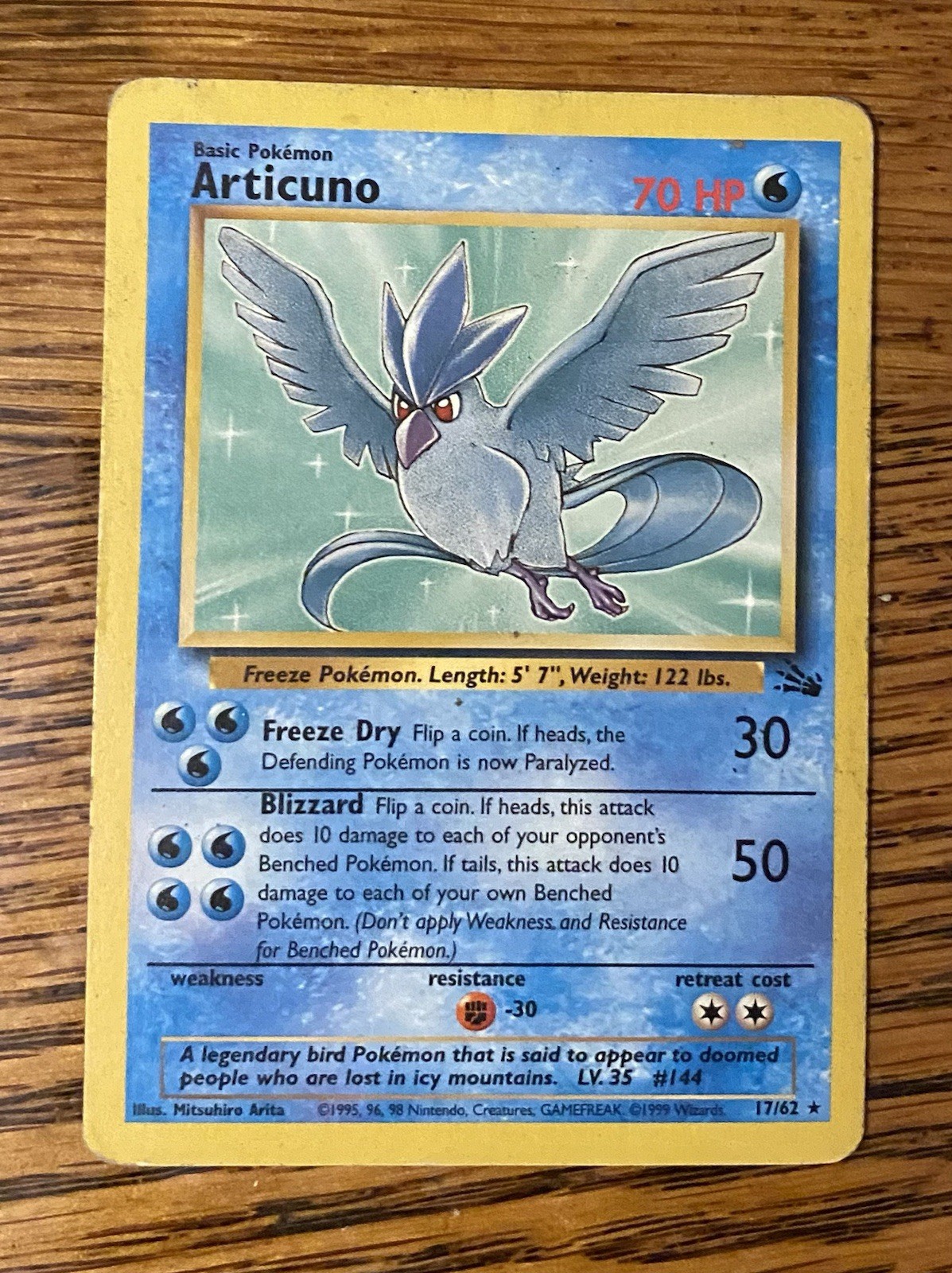 Wizards 1999 Pokemon TCG Fossil Articuno 17/62 Holo Rare 70HP English Wizards 1999 Pokemon TCG Fossil Articuno 17/62 Holo Rare 70HP English