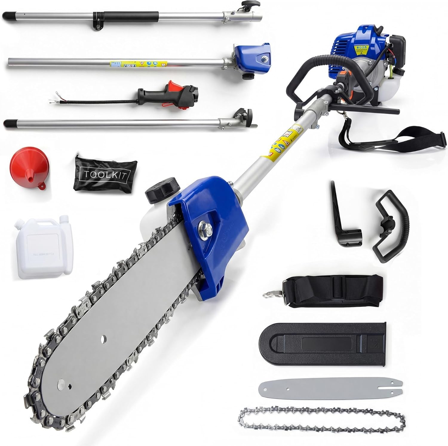 52CC Pole Saw Branch 2 Stroke Gas Powered 16 Ft Triming Height for Tree Trimming