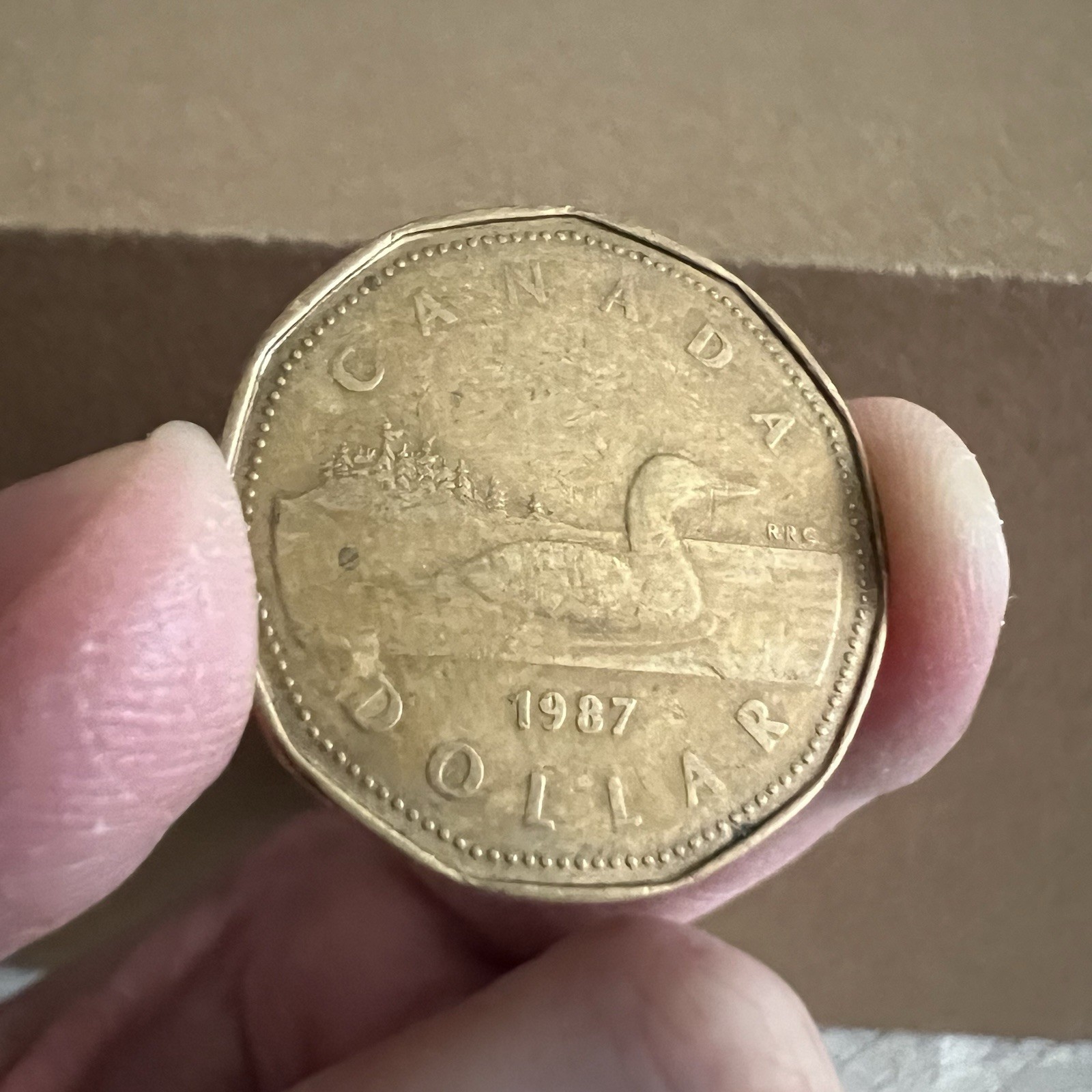 Vintage Rare 1987 Canada Queen Elizabeth dollar coin Vintage Rare 1987 Canada Queen Elizabeth dollar coin