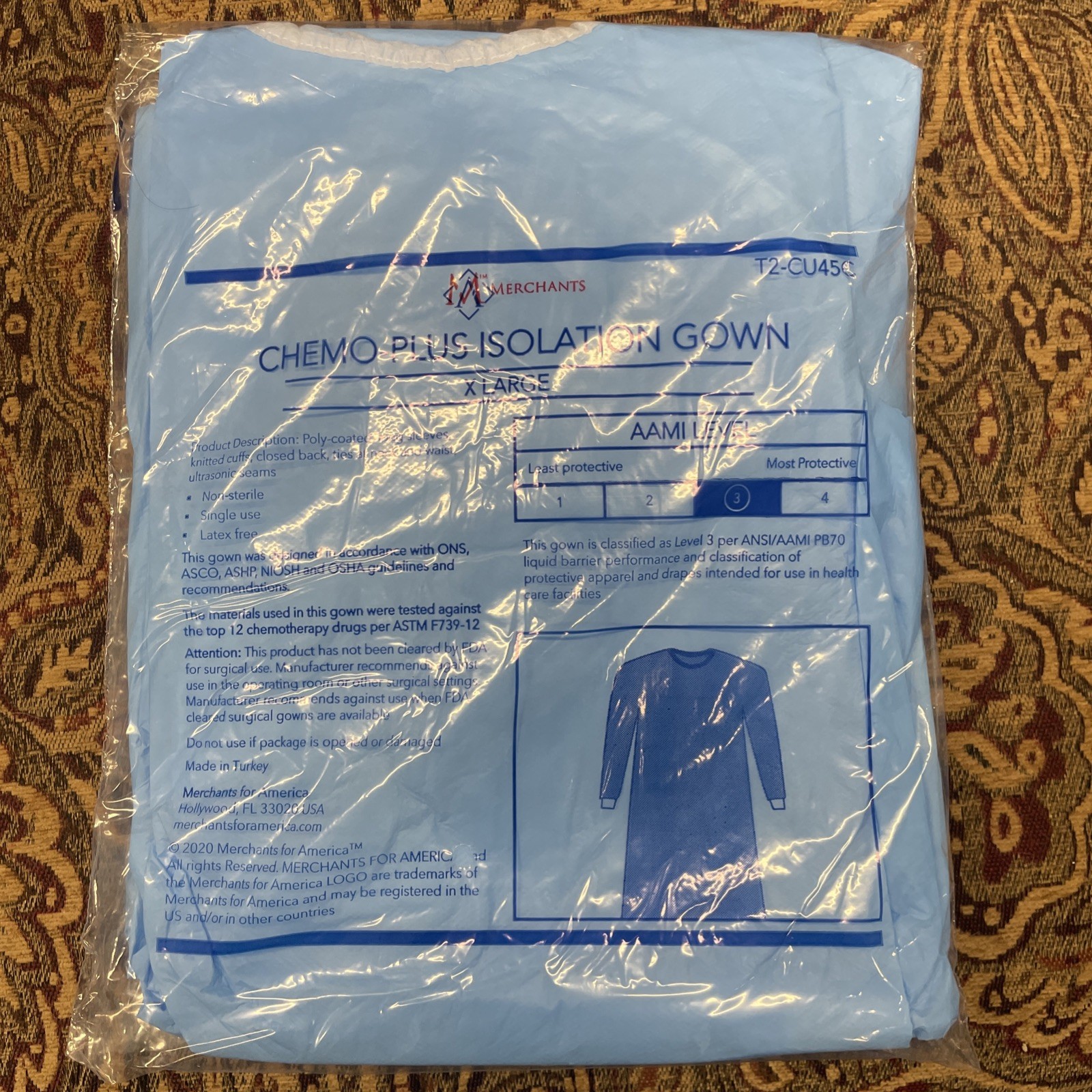 Chemo-plus isolation Gown T2-Cu45c X-Large Single Use Non-Sterile Chemo-plus isolation Gown T2-Cu45c X-Large Single Use Non-Sterile