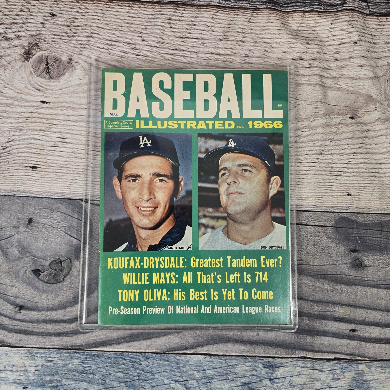 Baseball Illustrated Magazine Koufax Drysdale LA Dodgers Spring 1966 Mays VTG 