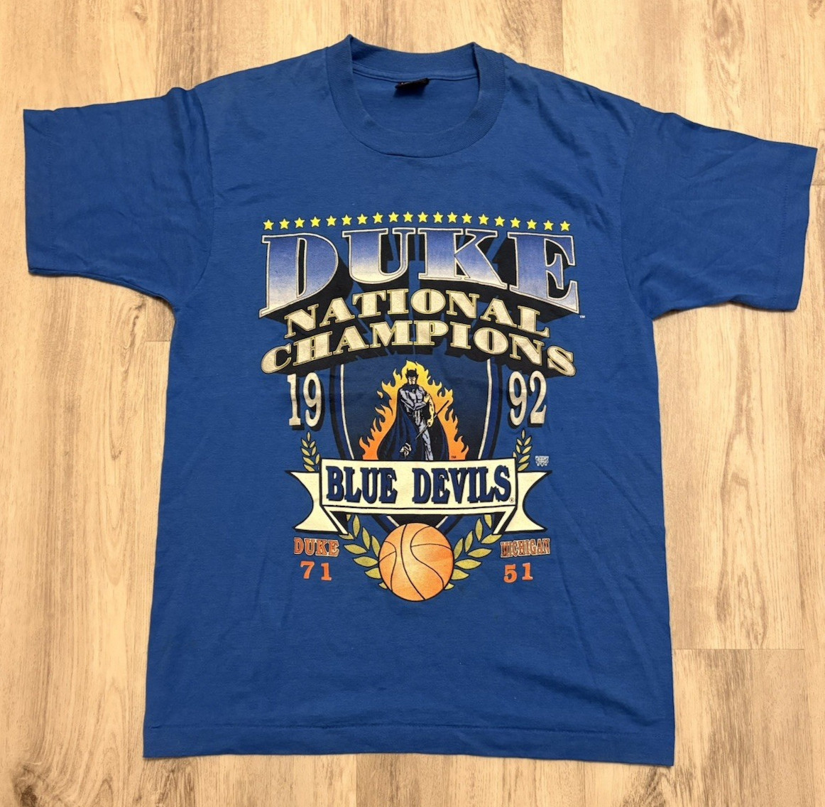 Vintage Duke Blue Devils 1992 National Champions Made In USA T-Shirt  Sz L