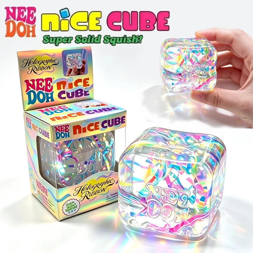 NeeDoh Squishy Needoh  Holographic Ribbon Squishy Rainbow SUPER RARE