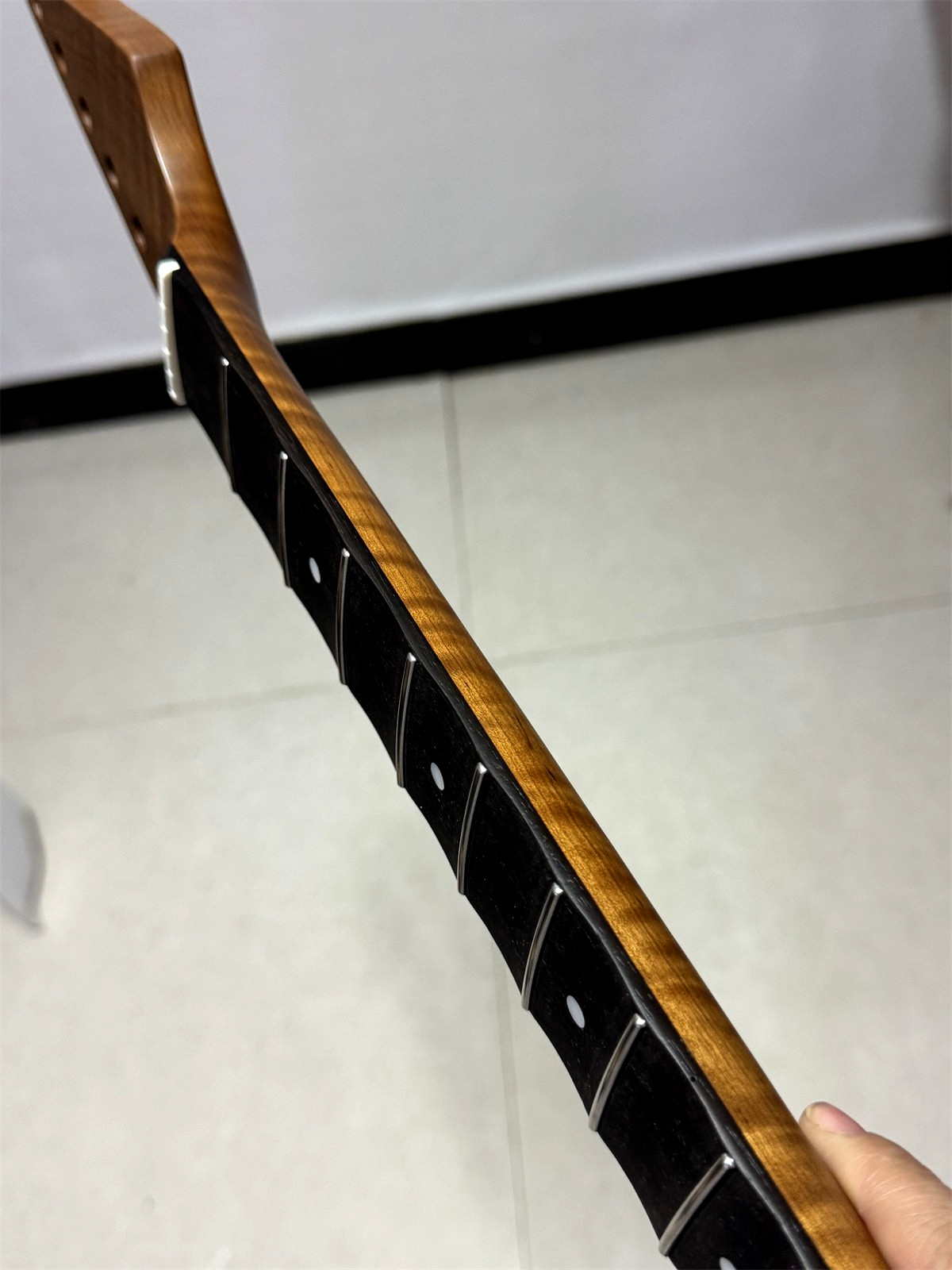 Full scalloped 22Fret Roasted Flame maple Electric guitar neck part rosewood