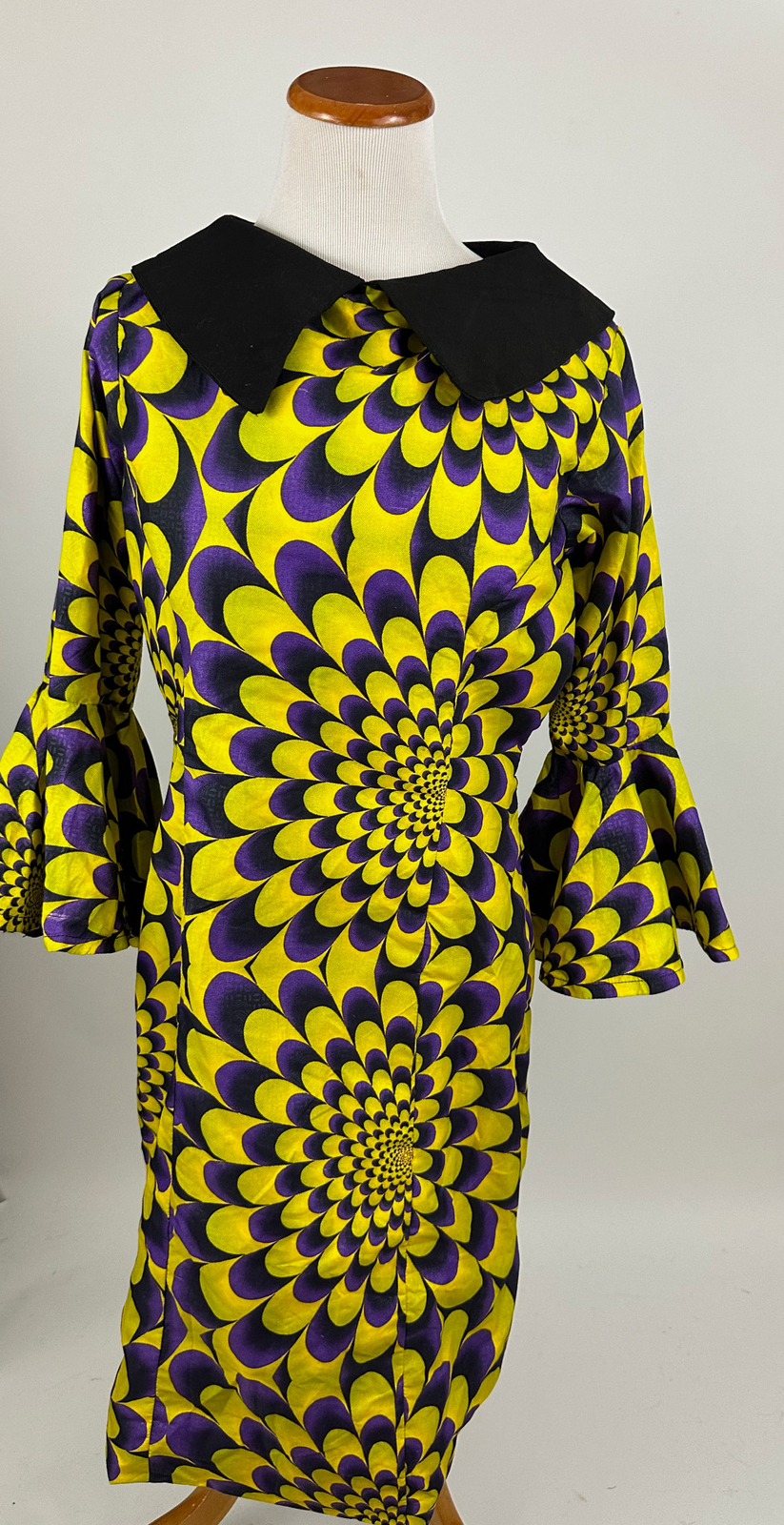Handmade Purple Gold Wizard Whimsical Dress Flare sleeve M/L Costume