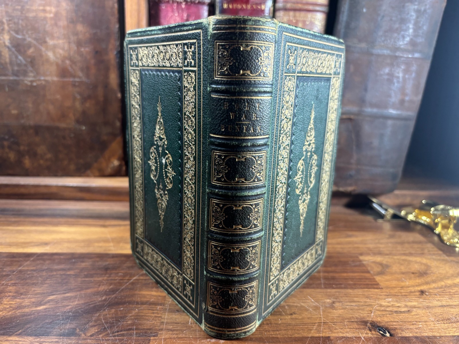 John Bunyan\'s Holy War, C.1860s Leather Bound Deluxe Edition, W/ Inscriptions