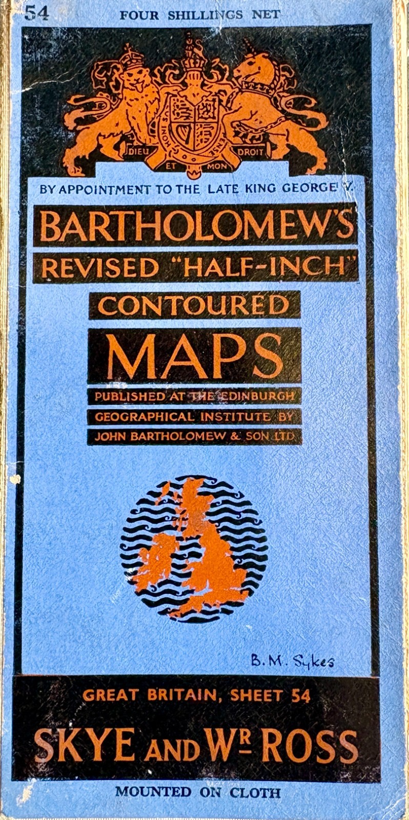 Vintage Skye & Wester Ross Scotland Map, c.1940s