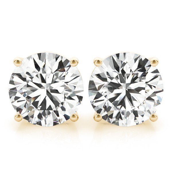 IGI E-F/VVS2 3 Ct Round Lab Grown Diamond Earrings Real 14K Yellow Gold Screw