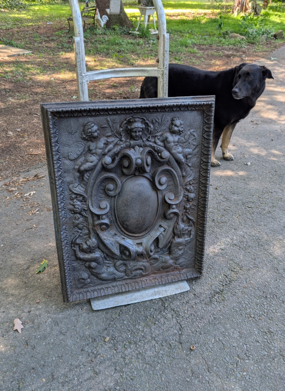 Exceptional Large Antique Cast Iron Fireplace Fireback