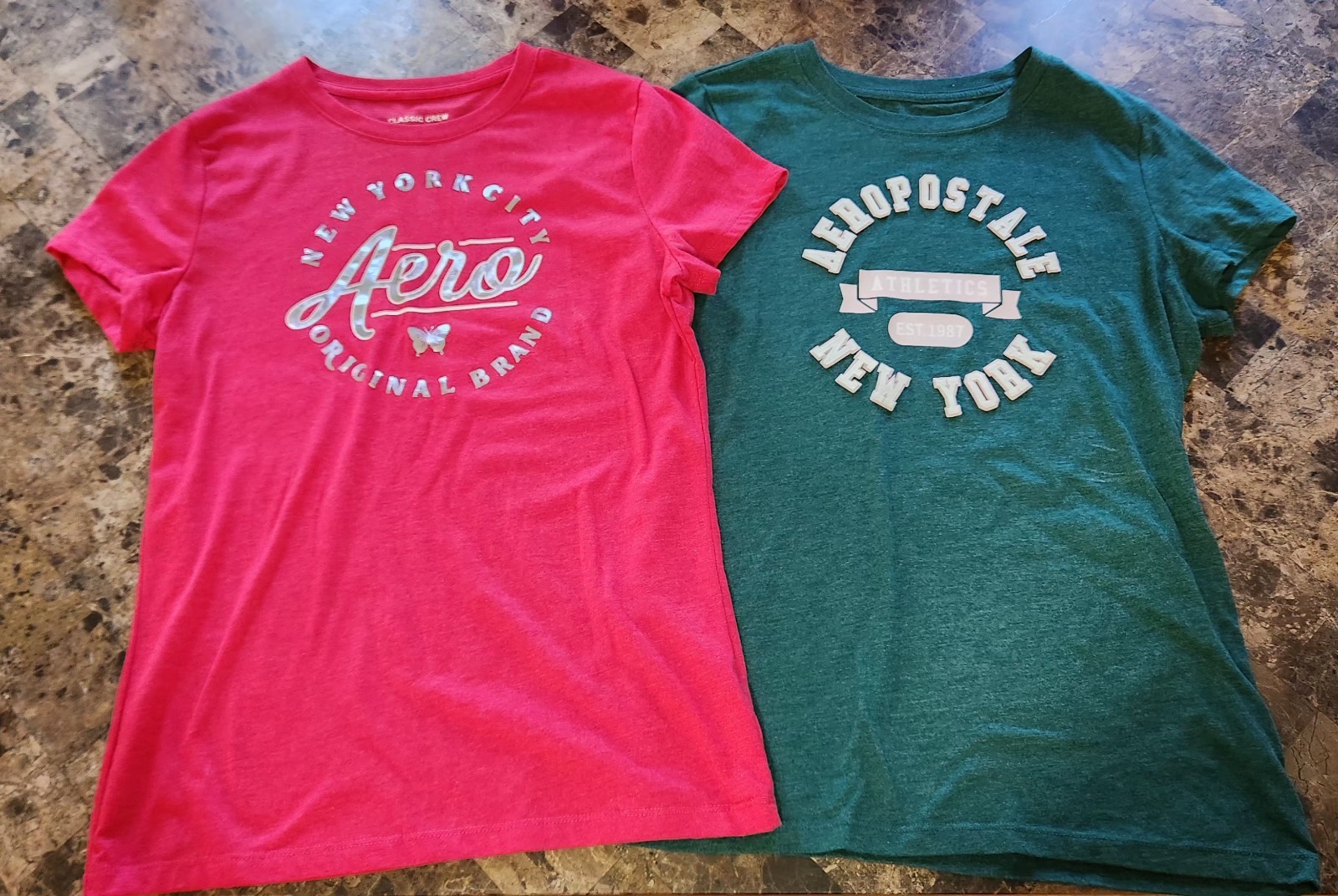 2 Aeropostale Aero T-shirts Womens Large NWOT Red & Green