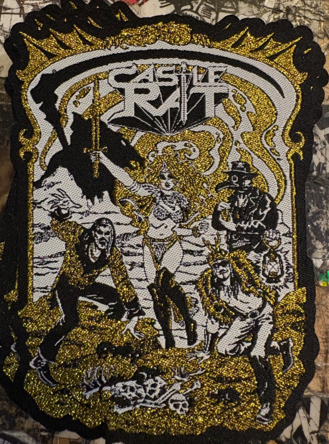 CASTLE RAT - Rat Queen Band Woven Patch with Gold NEW OFFICIAL STONER DOOM METAL