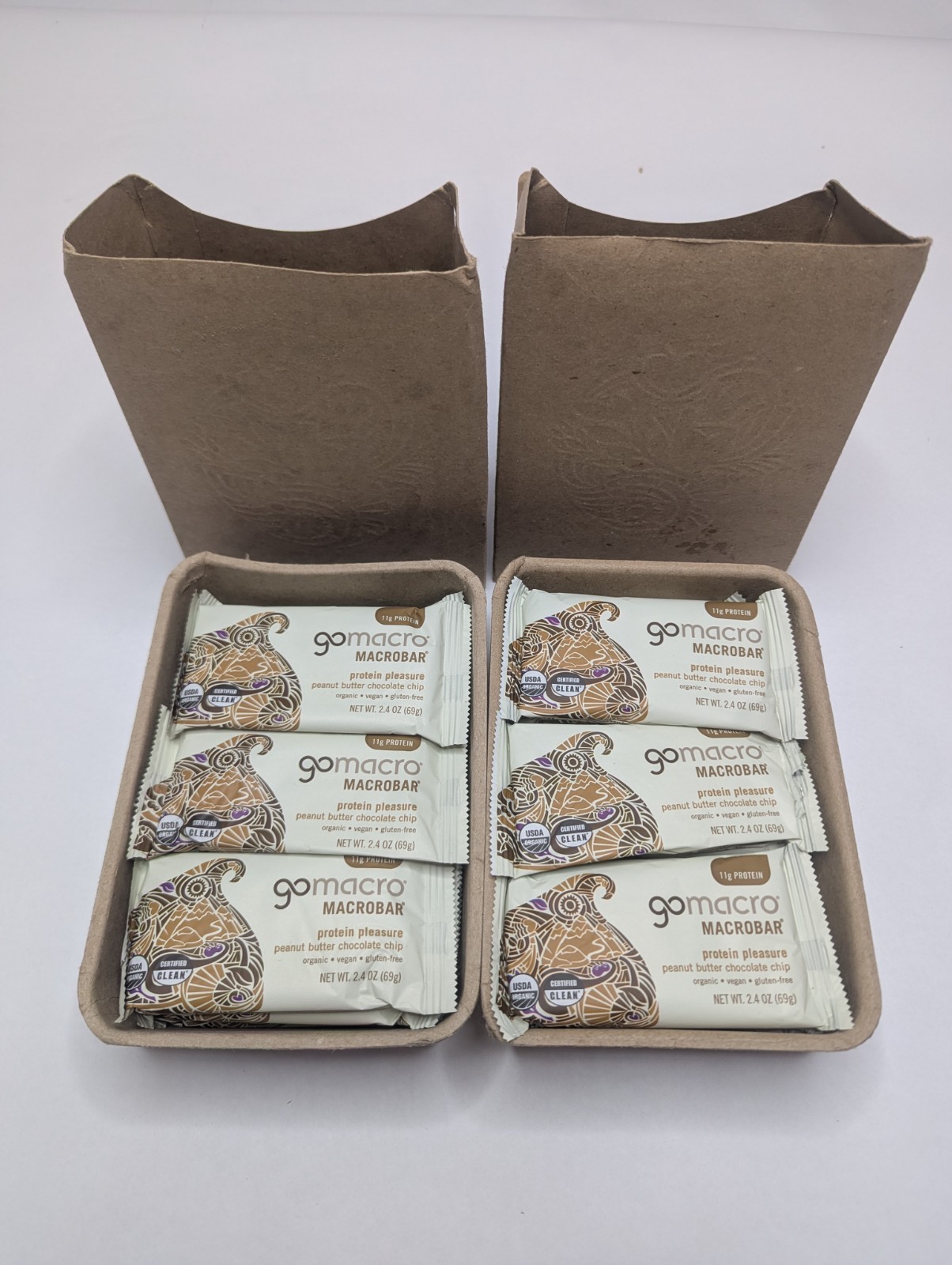 GoMacro Macrobar Peanut Butter Chocolate Chip Bars 11g Protein (2 Boxes= 24 Ct)