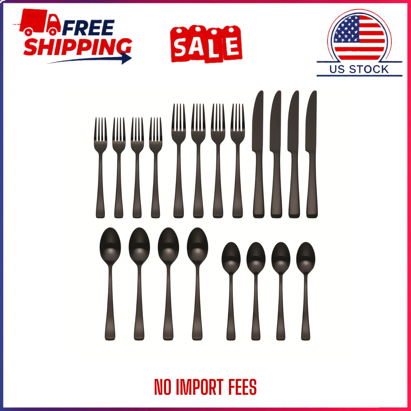 Oneida Harding 20-Piece Black Satin Stainless Steel Flatware Set (Service for 4)