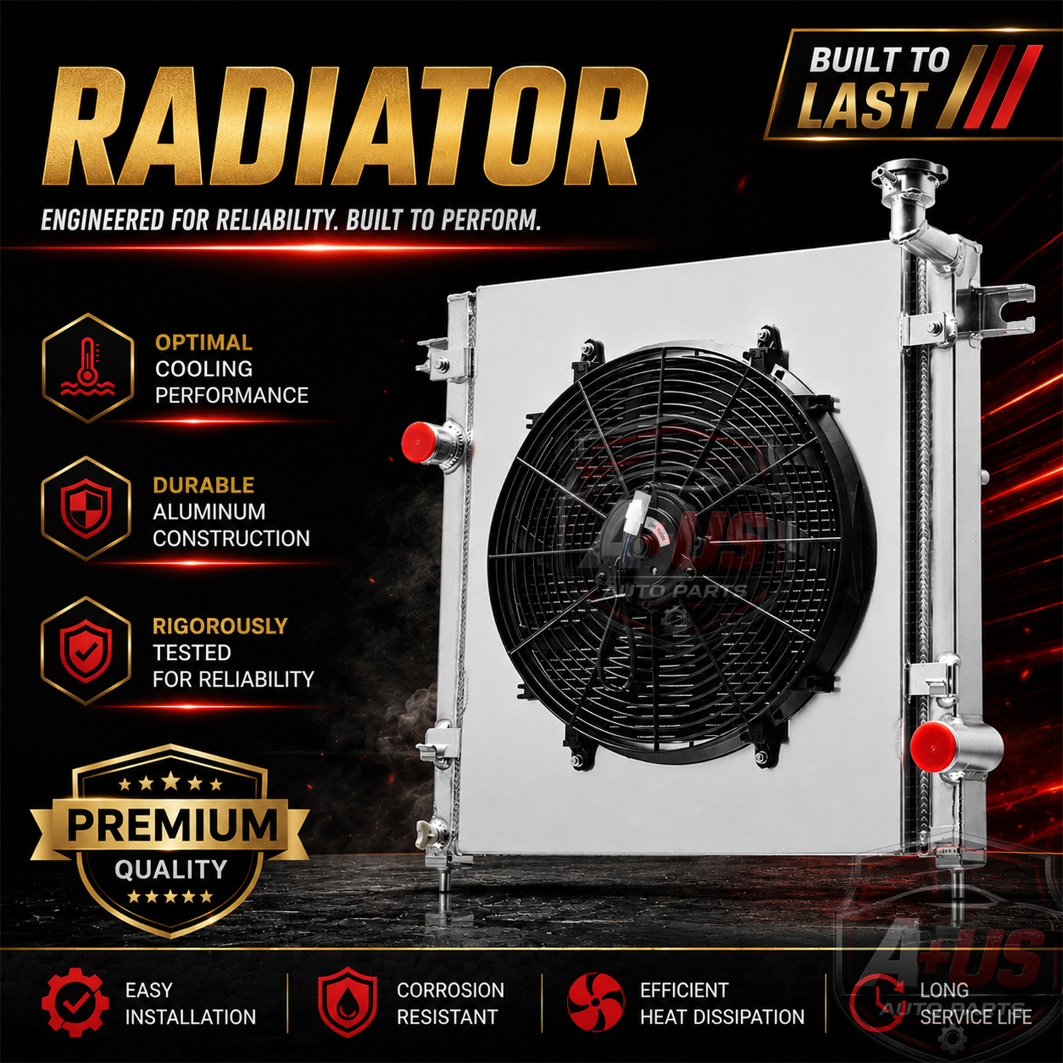 CU13071 4 Row Radiator Shroud Fan Fits For 2008-2012 2010 Jeep Liberty 3.7L V6