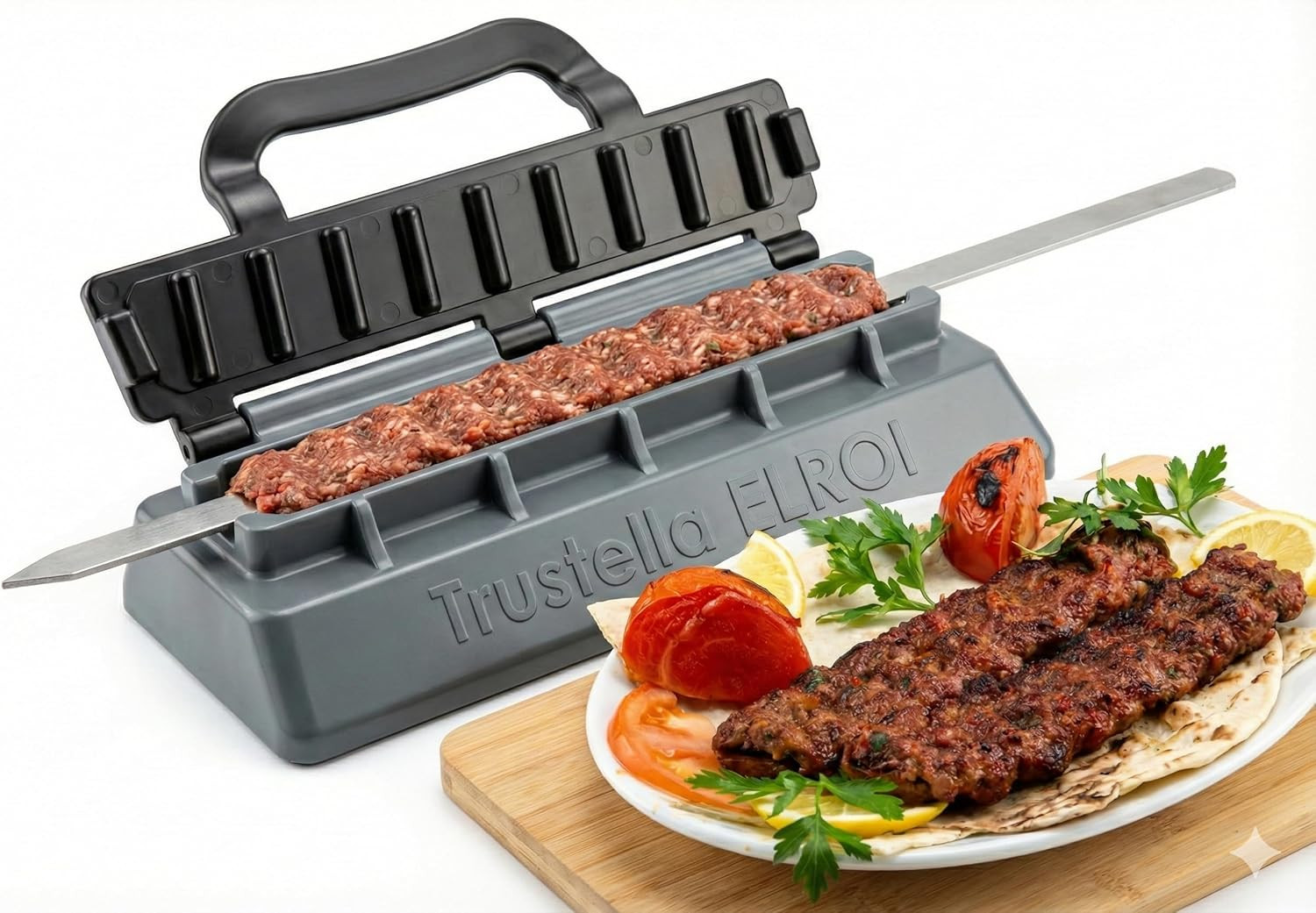 Heavy-Duty Kebab Maker – Premium Durable Food-Grade Plastic with Reinforced Hing
