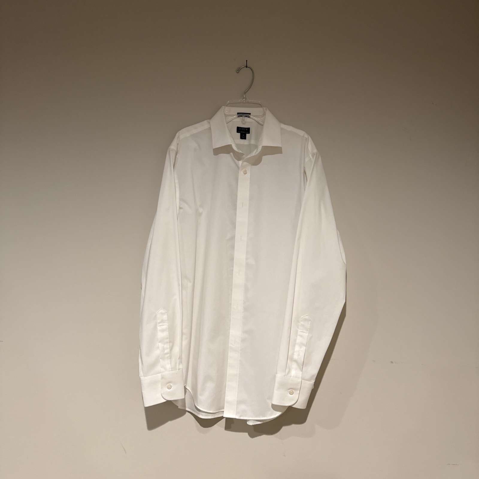 J.Crew Men\'s White Dress Shirt Medium Slim Fit Flex Wrinkle-Free 15-15.5 NWOT