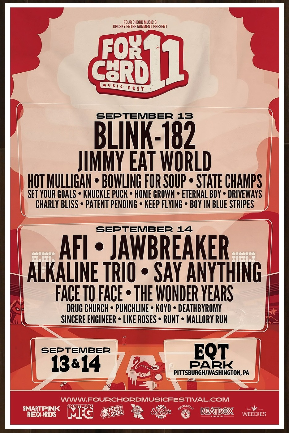 BLINK 182 AFI ALKALINE TRIO HOT MULLIGAN Four Chord Fest 2025 Ltd Ed RARE Poster