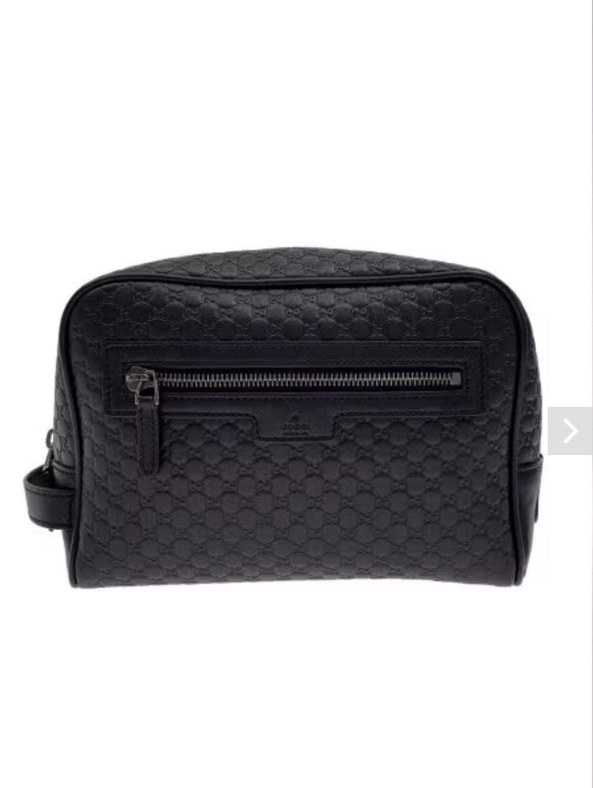 Gucci Men’s Black Micro GG Monogram Zip Pouch with Handle