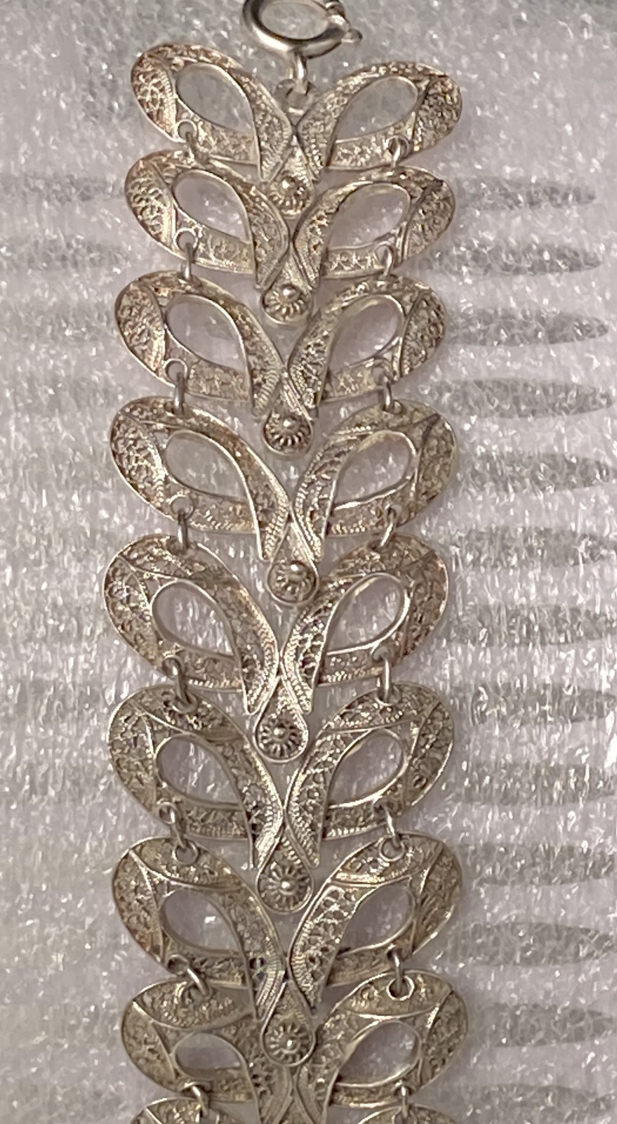 Antique Edwardian Rare Art Nouveau Silver Filigree Bracelet 7.5\ Antique Edwardian Rare Art Nouveau Silver Filigree Bracelet 7.5\